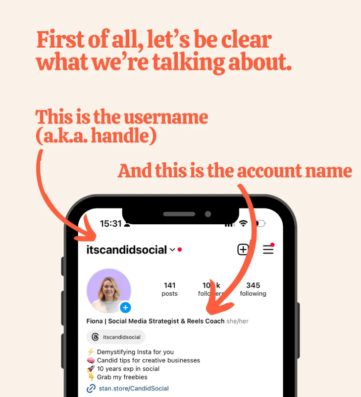 difference between instagram username and profile name