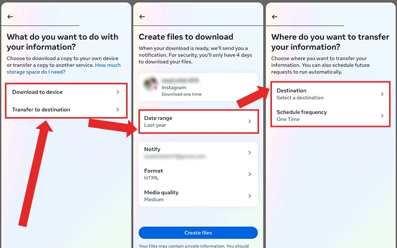 how to get backup of instagram account data